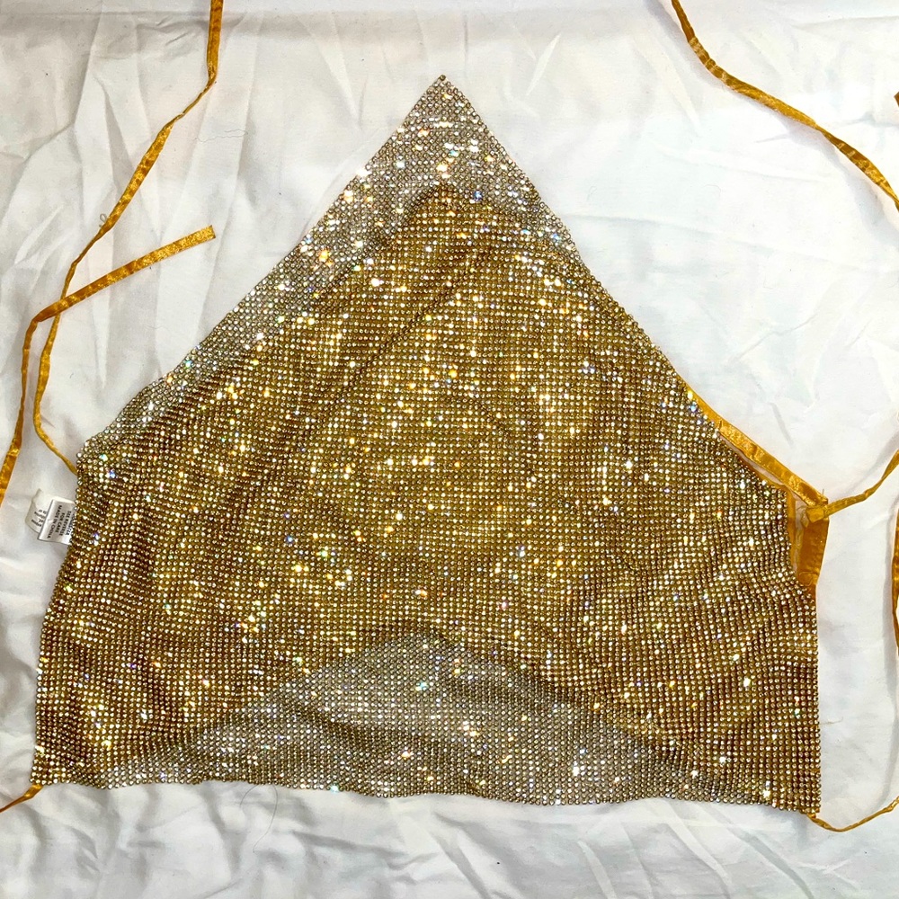 Girls Night Out Gold Shimmer Halter Top !